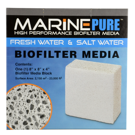 MarinePure Bloc de Média Filtrant Biologique - 8'' x 8'' x 4''